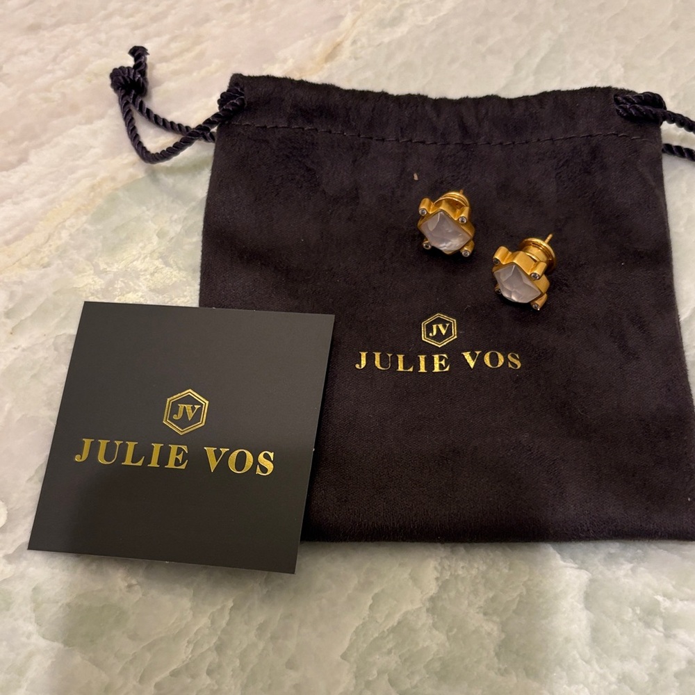 Julie Vos Gold and White Gem Earrings